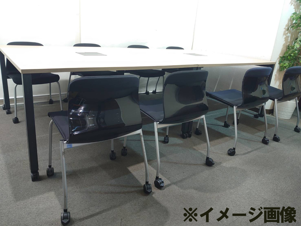 会議テーブル イトーキ アクティブフィールド フリーアドレス W2800 D1400 木目ブラウン W1400×2台 キャスター付き 中古 - 画像 (12)