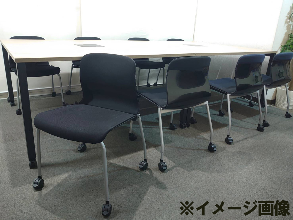 会議テーブル イトーキ アクティブフィールド フリーアドレス W2800 D1400 木目ブラウン W1400×2台 キャスター付き 中古 - 画像 (11)