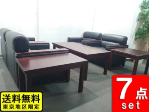 応接セット 合皮 7点セット オリバー 1人掛け4脚＋テーブル＋サイドテーブル