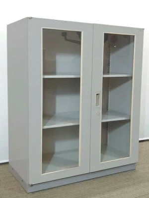 ガラス両開き書庫 イトーキ シンライン グレー W900 D450 H1100 HTM-109HVG-TE 中古