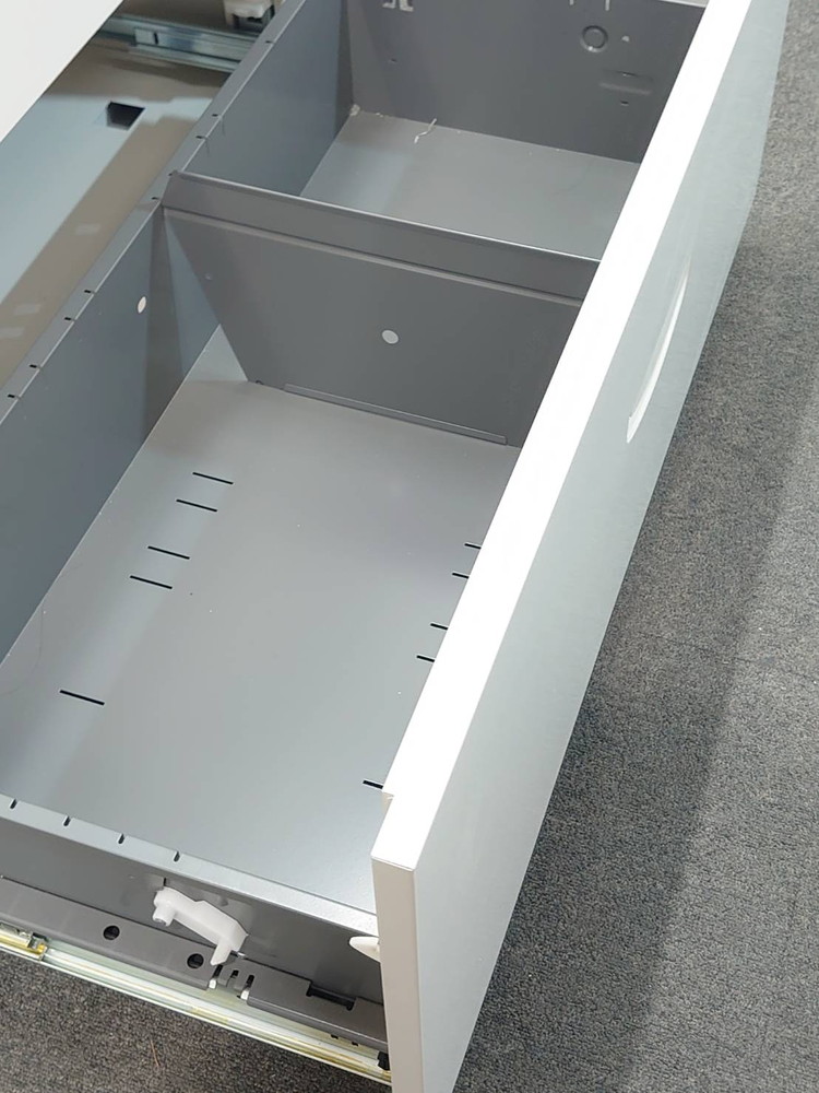 ラテラル書庫 3段 ホワイト 生興 スチール書庫 キャビネット W900 D400 H1110 RW4-310D 中古 - 画像 (5)