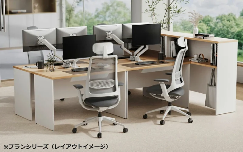 木製デスク W1200×D700 ウォルナット×ブラック脚 引出付き プラン