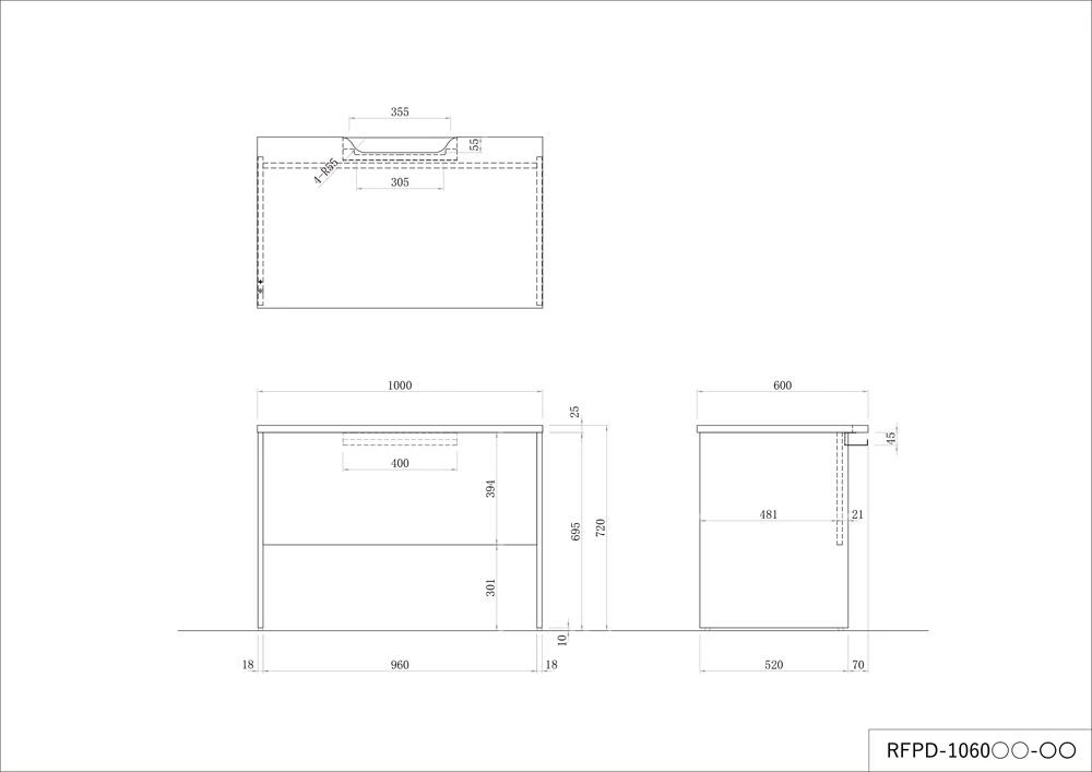 プランシリーズ 木製デスク W1000 D600 ナチュラル×ナチュラル脚 RFPD-1060NA-NL 新品 デスク - 画像 (6)