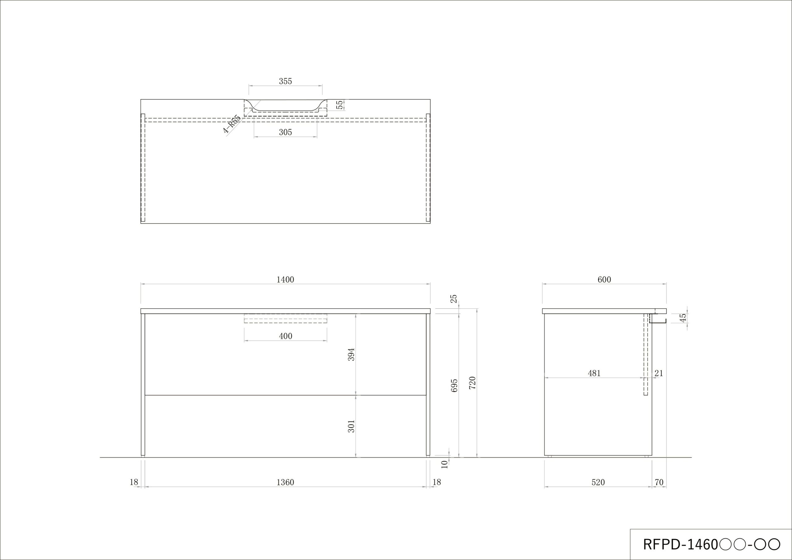 プランシリーズ 木製デスク W1400 D600 ナチュラル×ナチュラル脚 RFPD-1460NA-NL 新品 - 画像 (7)