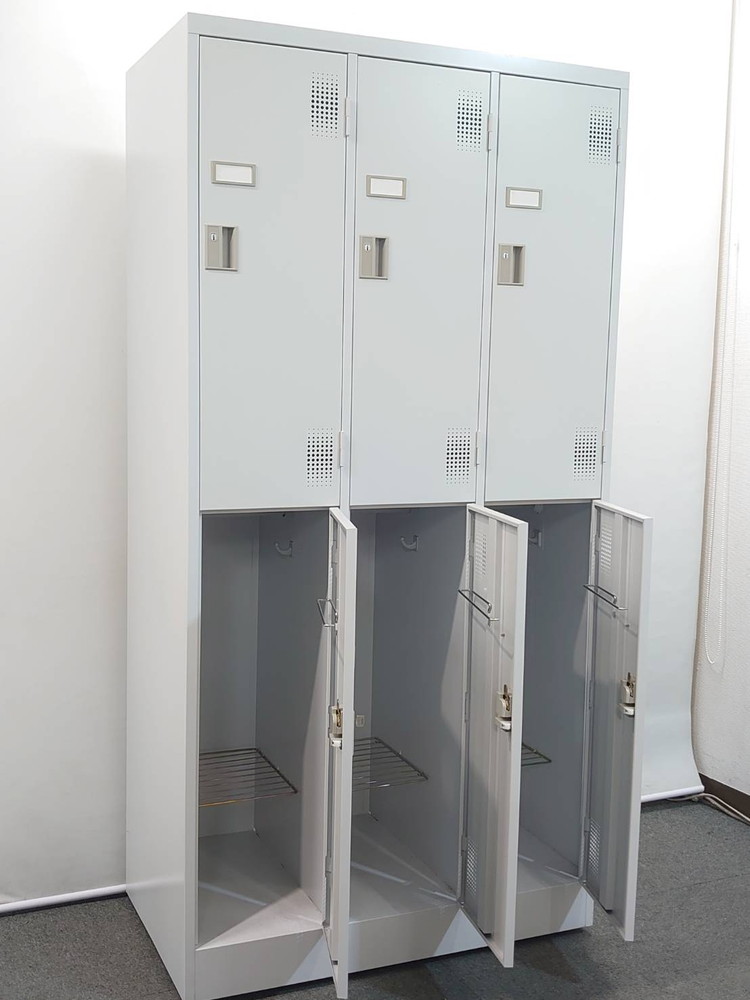 6人用ロッカー 鍵付き スチールロッカー ホワイト W900 H1790 豊國工業 TLK-S6 中古 - 画像 (4)