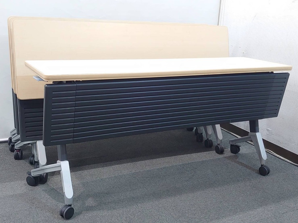 会議テーブル 折りたたみ キャスター付き 幕板付き コクヨ KTP-625 W1500 4台セット 中古 - 画像 (2)