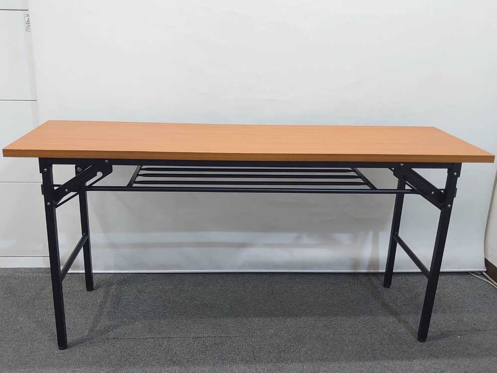会議テーブル 折りたたみ 木目調 棚付き W1500 D450 H700 中古 - 画像 (7)