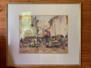 『ジャカルタ花市場』絵画 油絵 額入り 額付き インテリア アート 壁掛け 70cm×60cm