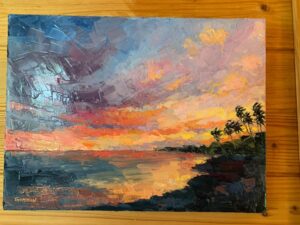 『マウイの夕焼け』絵画 油絵 THOMPSON 油絵 インテリア アート 40cm×30cm