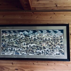 『モンゴルの１日』絵画 水彩画 額入り 額付き インテリア アート 壁掛け 110cm×55cm