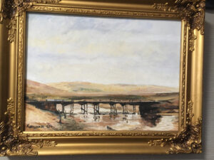 『モンゴルの絵　カラコルムの橋』 絵画 油絵 額入り 額付き インテリア アート 壁掛け 10号