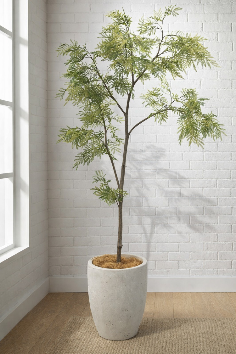 東京地区送料無料 人工観葉植物 ミモザ アカシア風 H2060 / 約2.1m フェイクグリーン - 画像 (2)