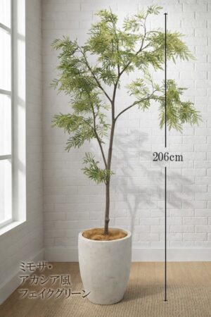 東京地区送料無料 人工観葉植物 ミモザ アカシア風 H2060 / 約2.1m フェイクグリーン