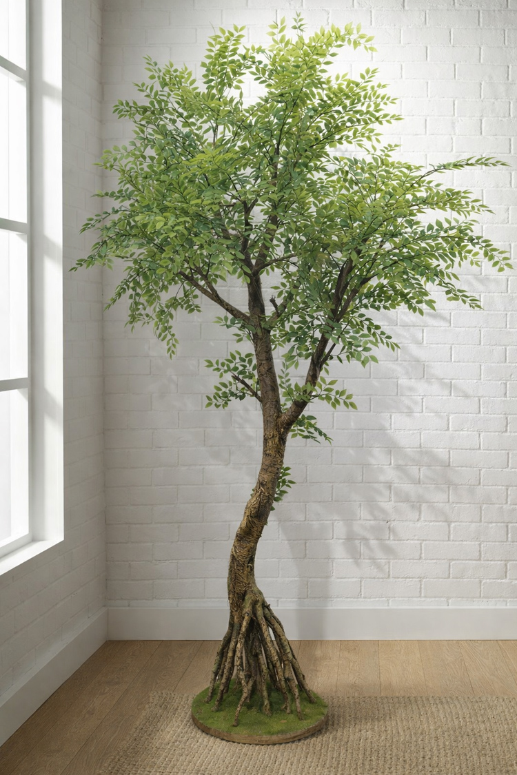 東京地区送料無料 人工観葉植物 ガジュマル風 H2070 / 約2.1m フェイクツリー インテリアグリーン - 画像 (2)