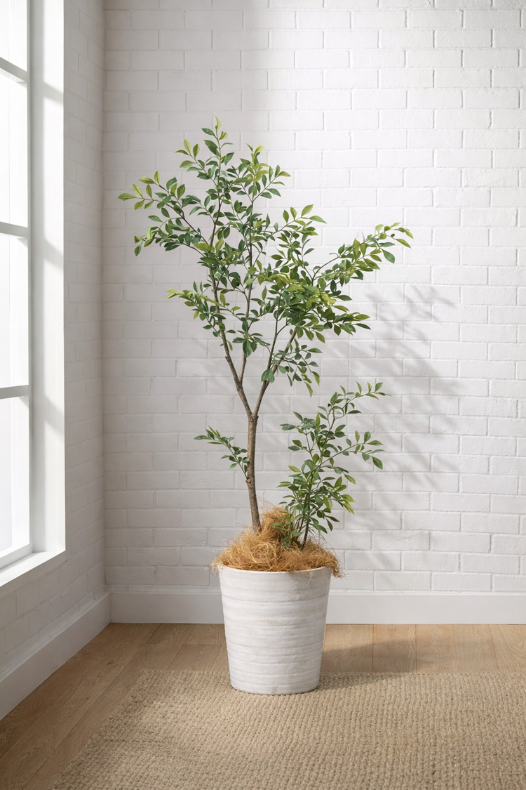 東京地区送料無料 人工観葉植物 フェイクツリー オリーブ風 H1300 / 1.3m フェイクグリーン 鉢付き - 画像 (2)