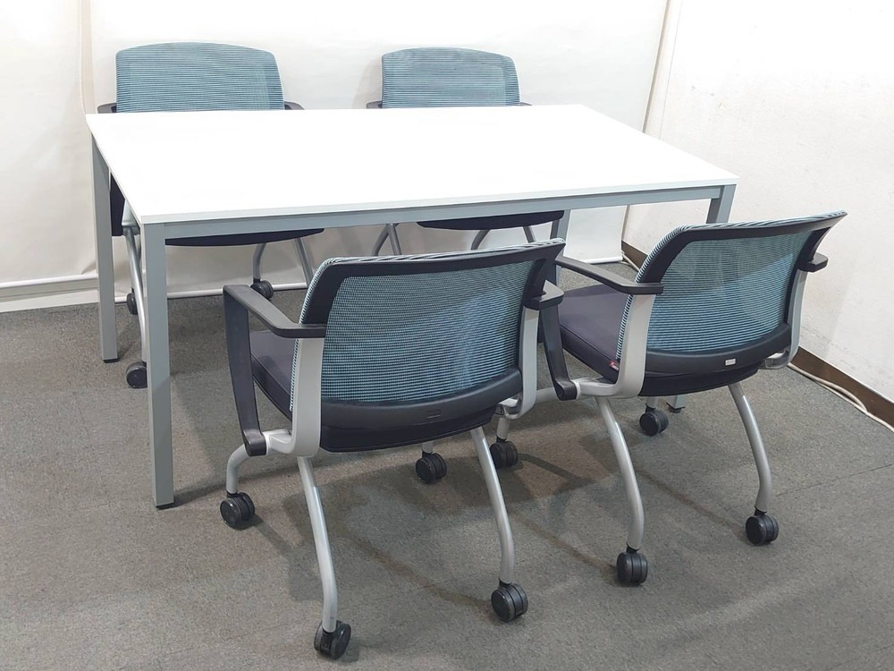 会議セット 4人用 W1500×D750 テーブル ネスティングチェア ファシス - 画像 (3)