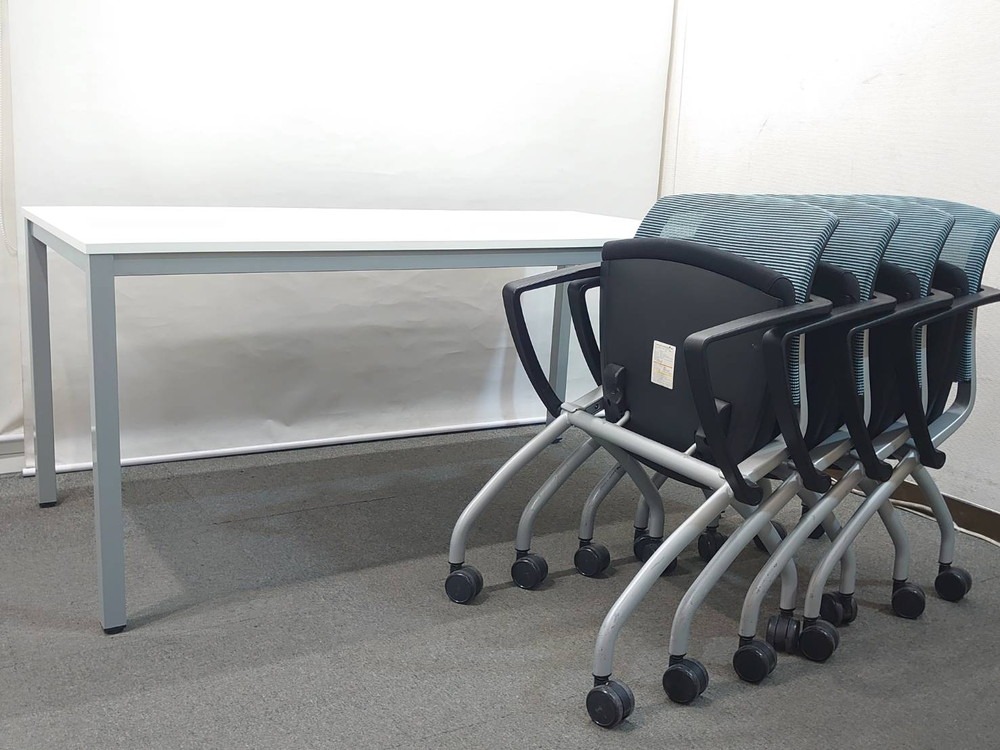 会議セット 4人用 W1500×D750 テーブル ネスティングチェア ファシス - 画像 (4)