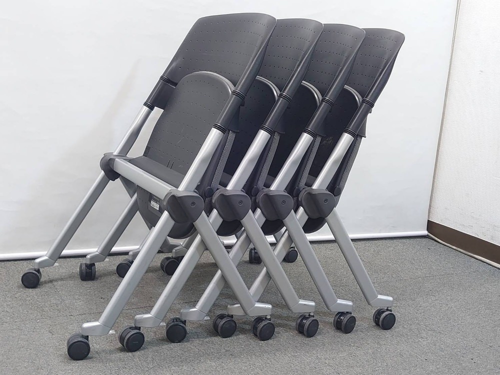 会議セット 4人用 W1500×D750 テーブル ネスティングチェア オカムラ - 画像 (9)