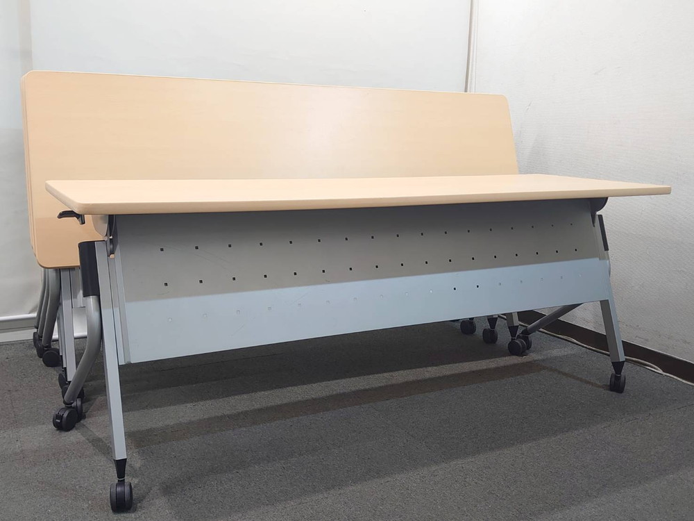 会議テーブル 折り畳み 幕板棚付 プラス リネロ W1800 4台セット 中古 - 画像 (2)