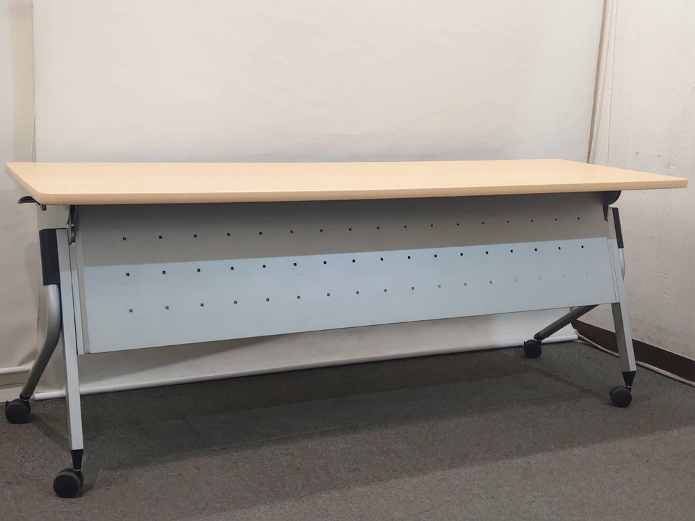 会議テーブル 折り畳み 幕板棚付 プラス リネロ W1800 4台セット 中古 - 画像 (3)