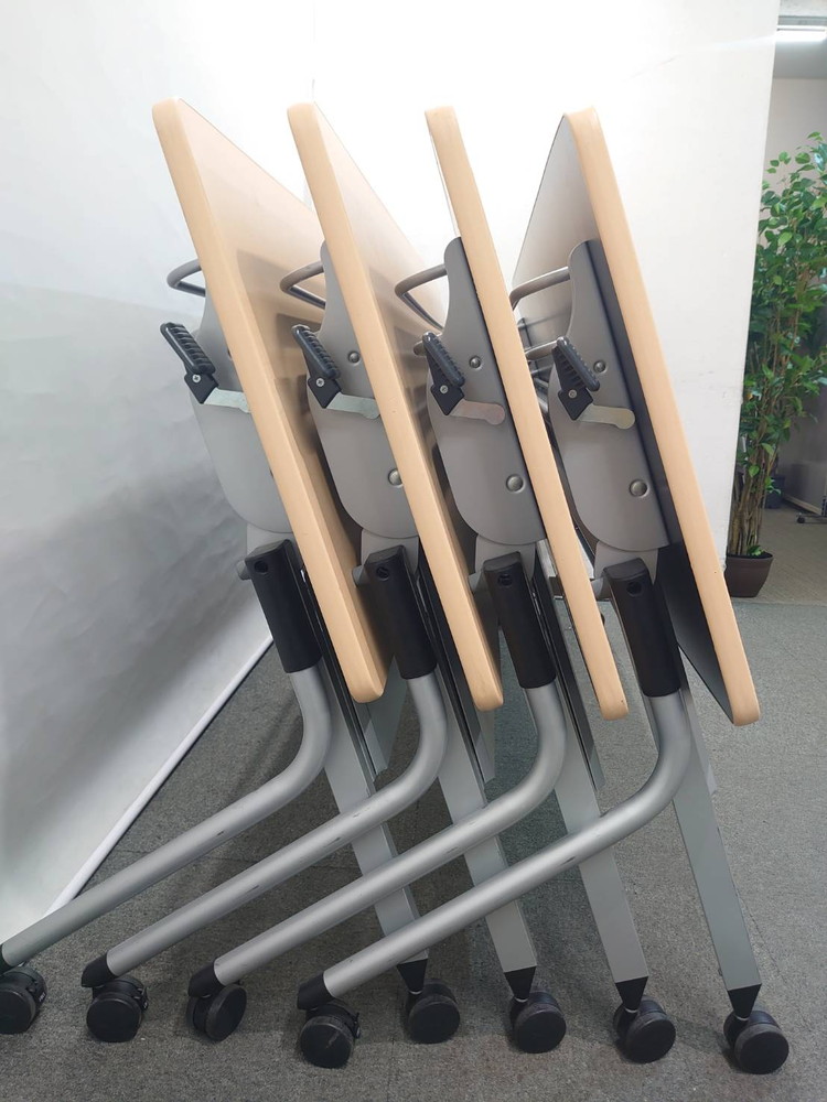 会議テーブル 折り畳み 幕板棚付 プラス リネロ W1800 4台セット 中古 - 画像 (7)