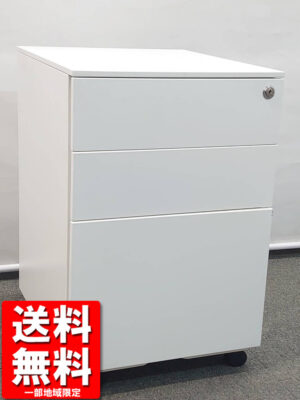 デスクワゴン 3段ワゴン ホワイト オフィスワゴン ファイルキャビネット デスク収納 中古
