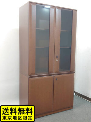 ガラス書庫 木製書庫 役員書庫 収納庫 キャビネット カギ付き オカムラ 中古