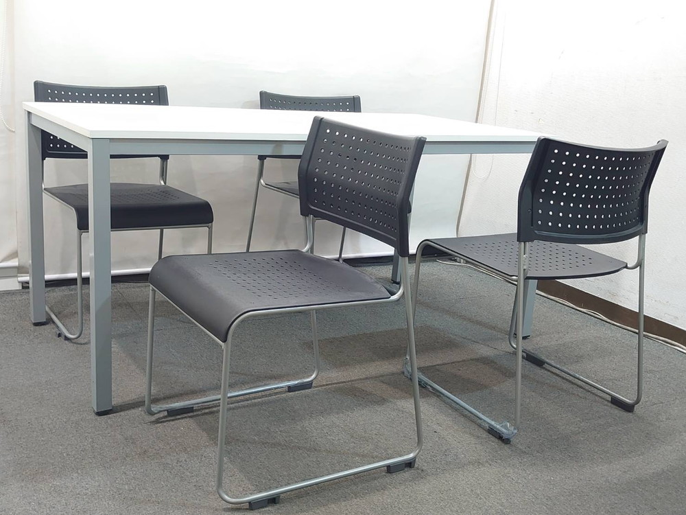 ミーティングセット 4人用 会議セット テーブル3色あり 会議チェア スタッキングチェア 中古