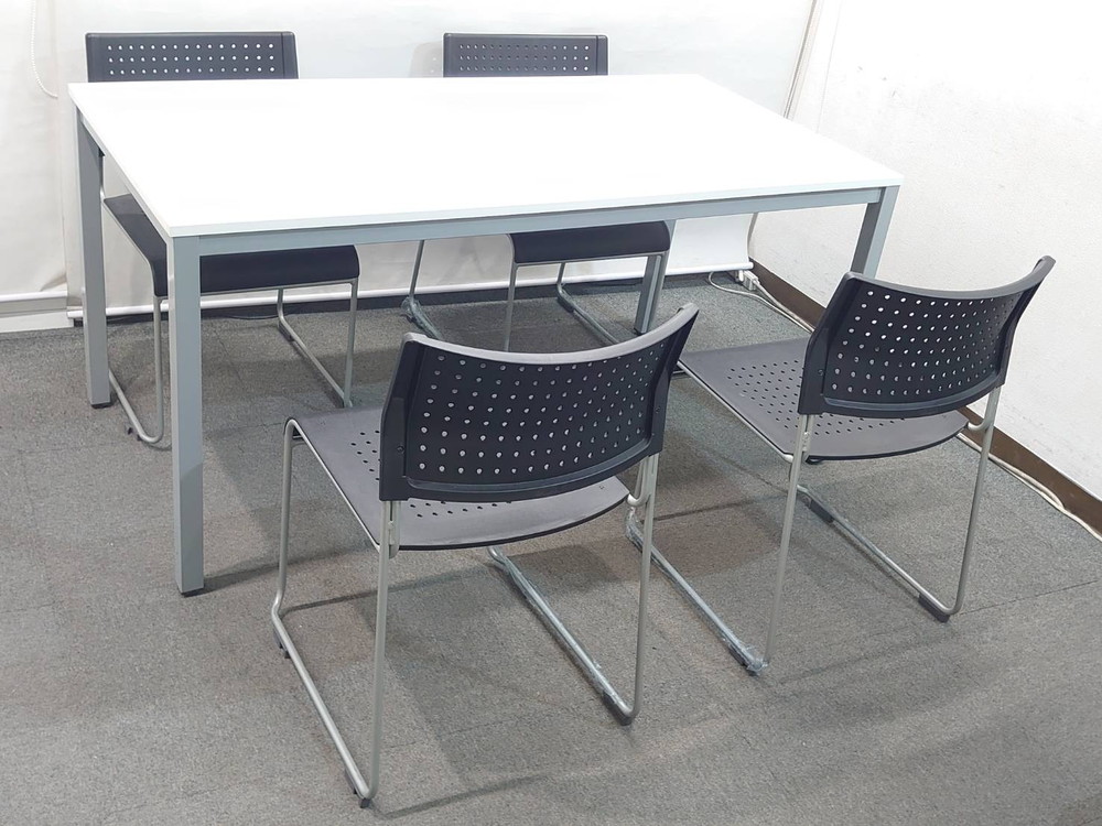 ミーティングセット 4人用 会議セット テーブル3色あり 会議チェア スタッキングチェア 中古 - 画像 (3)
