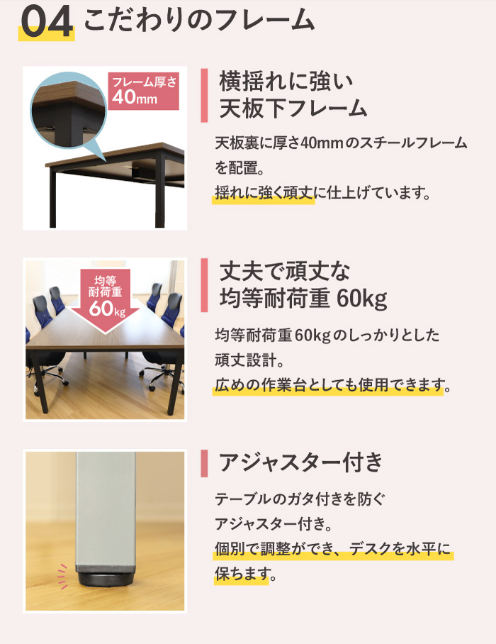 フリーアドレスデスク 会議用テーブル W3600×D1200 配線ボックス付 GFA-3612 ルキット - 画像 (11)