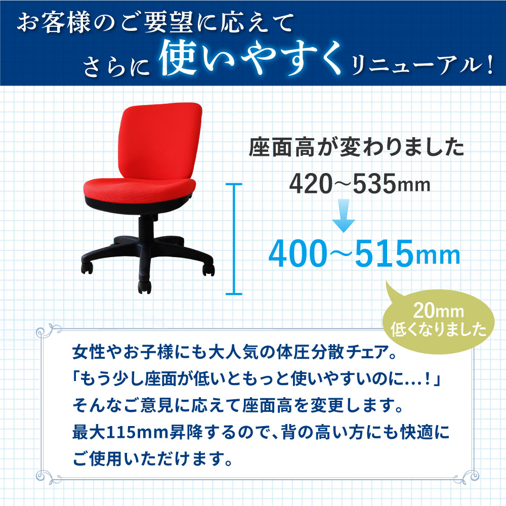 オフィスチェア 肘なし パソコンチェア キャスター付き デスクチェア ルキット WTB-1 新品 - 画像 (2)