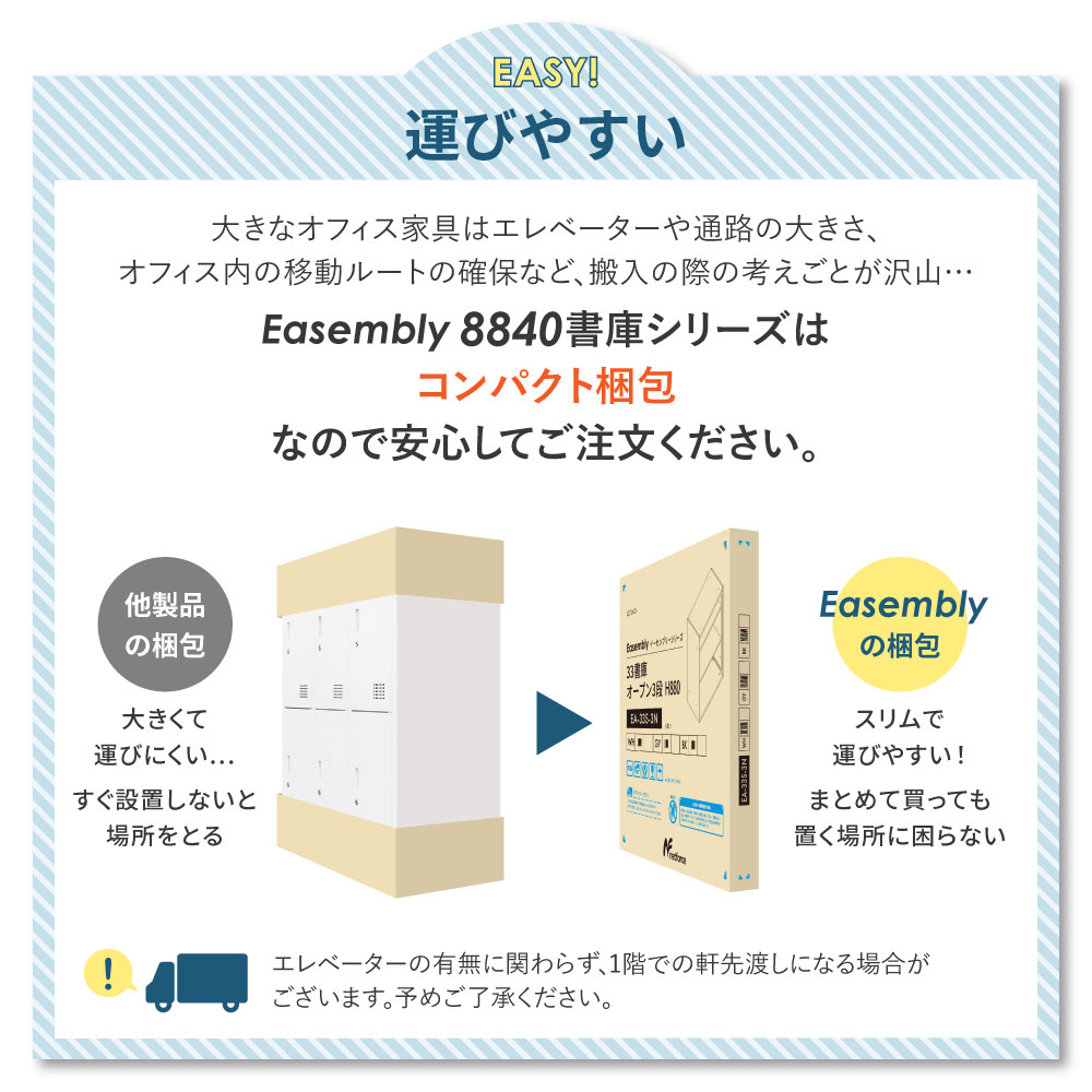 上下書庫セット 3段 H1760 引戸書庫 スチールキャビネット 本棚 EA-8840-3HA3H 新品 - 画像 (6)