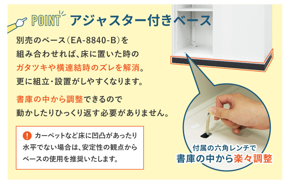 上下書庫セット 2段 H1500 引戸書庫 スチールキャビネット 本棚 EA-8840-2HA2H 新品 - 画像 (7)