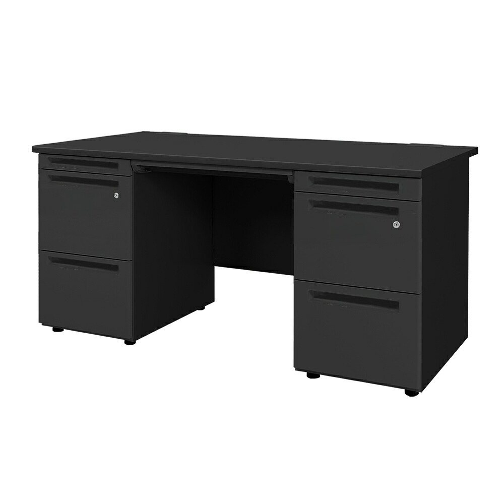 4台セット オフィスデスク 両袖机 幅1400×奥行700mm ブラック色 ルキット LKD-147B - 画像 (11)