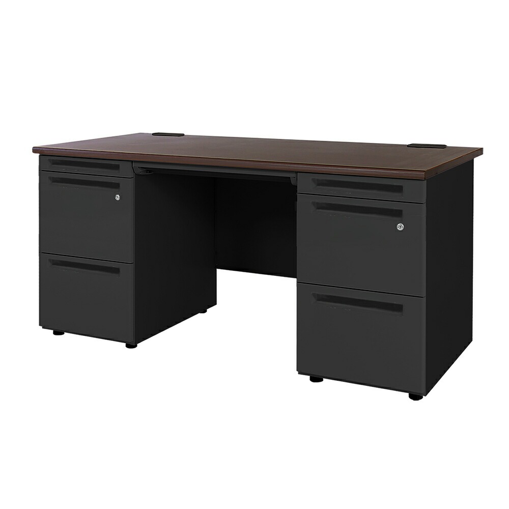 4台セット オフィスデスク 両袖机 幅1400×奥行700mm ブラック色 ルキット LKD-147B - 画像 (12)