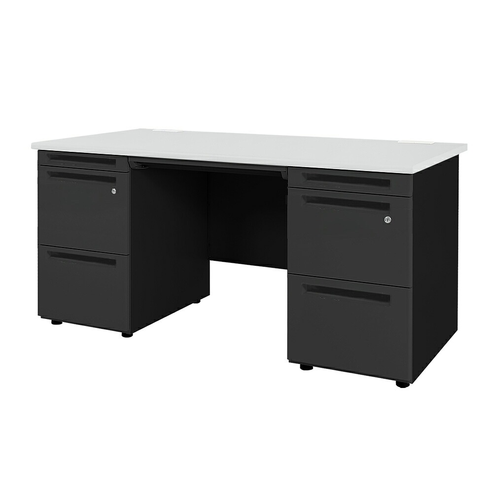 4台セット オフィスデスク 両袖机 幅1400×奥行700mm ブラック色 ルキット LKD-147B - 画像 (14)