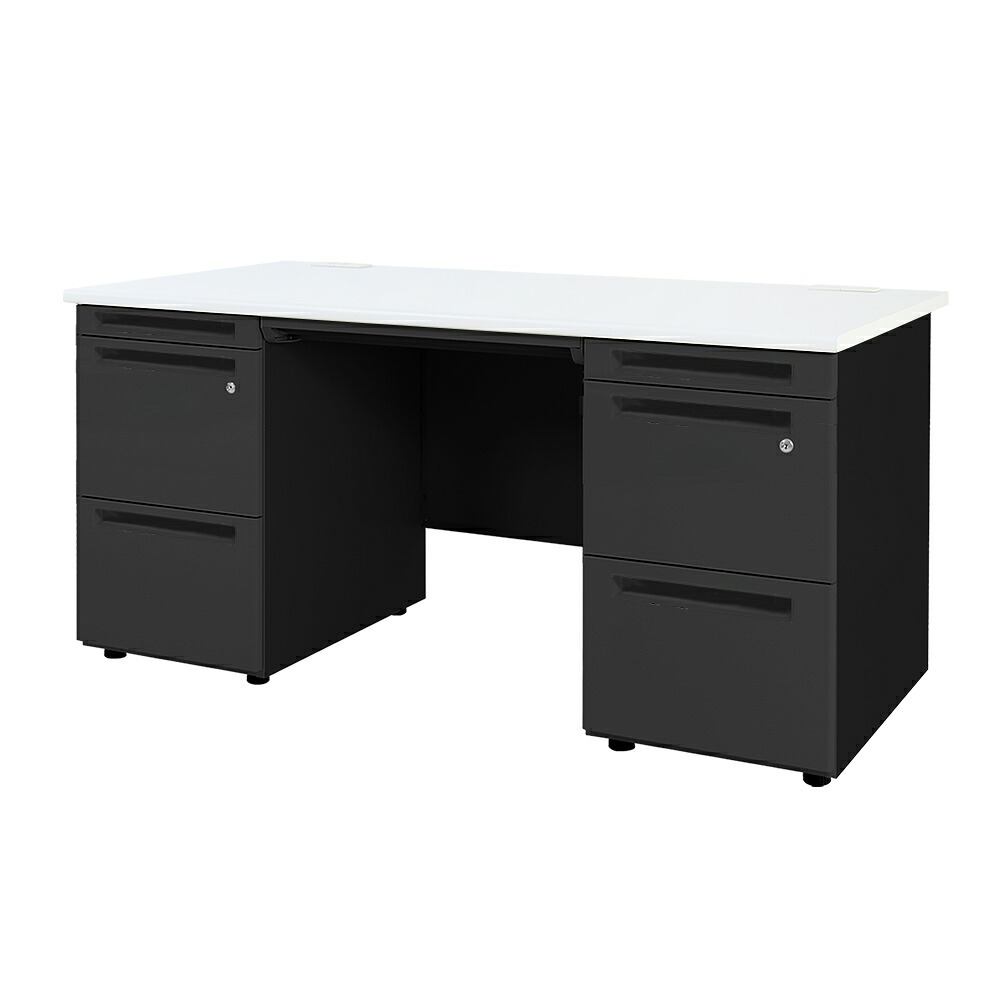 4台セット オフィスデスク 両袖机 幅1400×奥行700mm ブラック色 ルキット LKD-147B - 画像 (15)