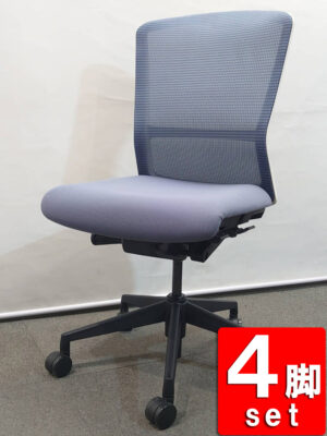 地域限定送料無料 オフィスチェア 4脚セット ウチダ キャスターチェア 事務チェア メッシュチェア 中古