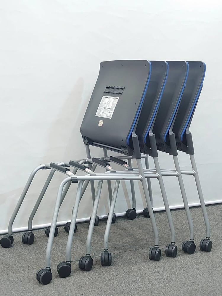 ミーティングセット 4人用 会議セット テーブル3色あり W1500 D750 会議チェア スタッキングチェア 中古 - 画像 (10)