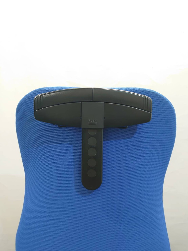 オフィスチェア キャスターチェア プラス ハンガー付き 肘無し ブルー ブラック 事務チェア 布張り 中古 - 画像 (5)