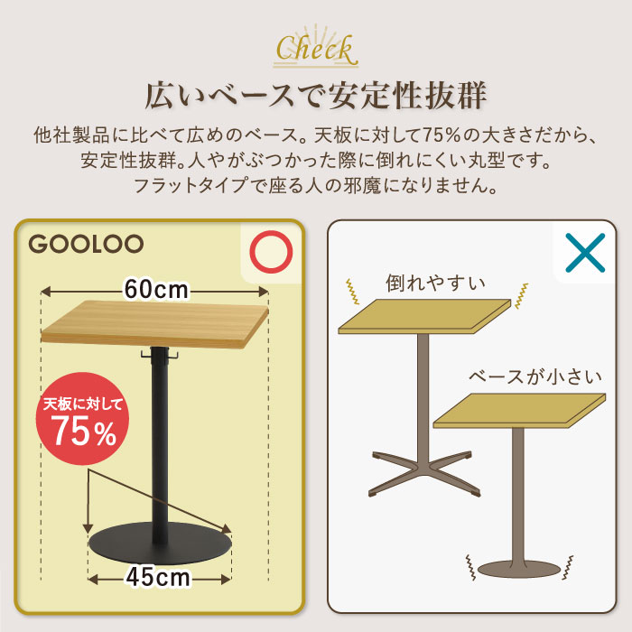 カフェテーブル 角型 W600 H720 ワークテーブル ダイニングテーブル GLC-S60 新品 - 画像 (4)