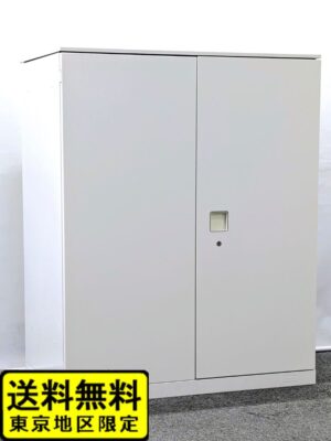 両開き書庫 ベース付き 天板付き W905 D500 H1115 オカムラ レクトライン キャビネット 中古