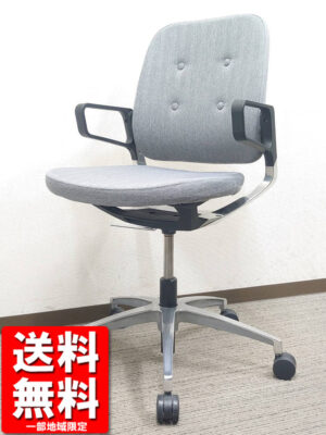 オフィスチェア 肘付き ローバック イトーキ レヴィチェア グレー KG-566SB-Z9T3 中古