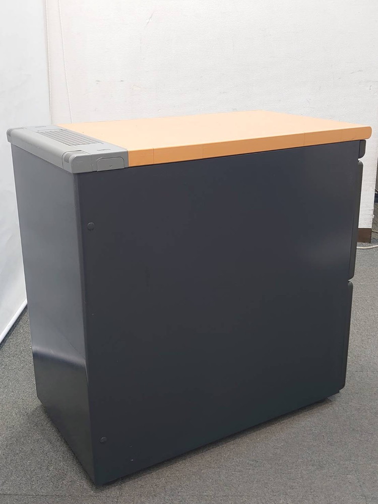 3段 脇机 袖机 ワゴン H700 プラス カギ付き キャスター付き ブラック 黒 サイドワゴン 中古 - 画像 (7)