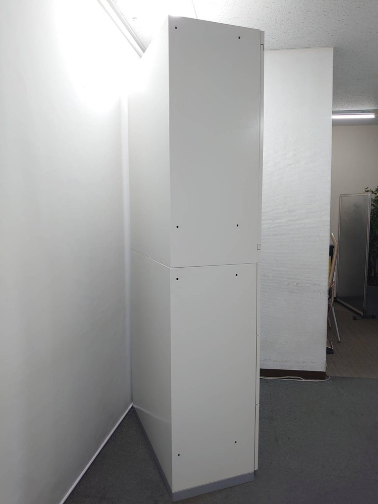 上下書庫 両開き書庫 ラテラル書庫 W900×D450×H2150 ホワイト プラス L6 キャビネット カギ付き 中古 - 画像 (6)