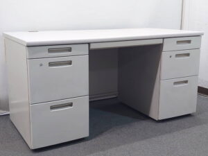 両袖机 コクヨ W1400 D700 スチールデスク オフィスデスク グレー BSN14 中古
