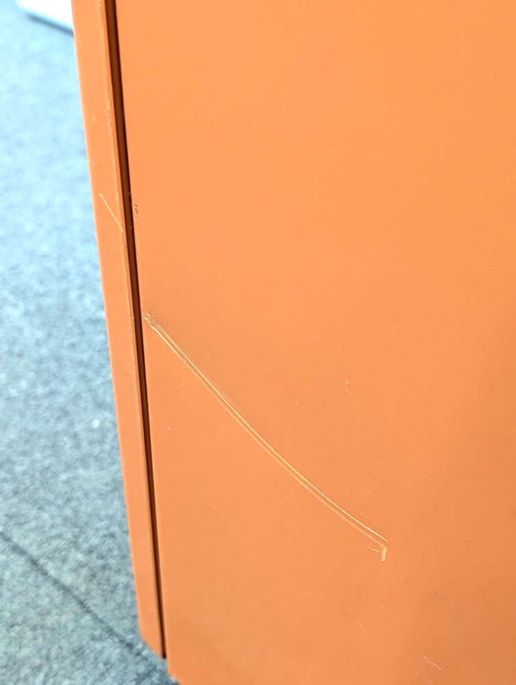 3段ワゴン 袖机 脇机 H570 デスクワゴン サイドワゴン キャスターワゴン オレンジ 中古 - 画像 (8)