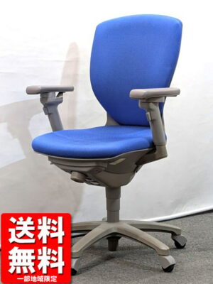 オフィスチェア デスクチェア コクヨ ジオナード 肘付き ブルー CRS-G252F3 中古