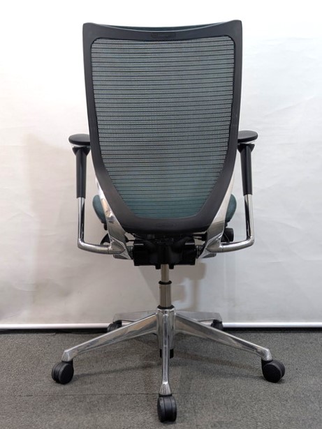 オフィスチェア メッシュチェア 肘付き オカムラ バロン グリーン CP85AR FEH5 中古 - 画像 (7)