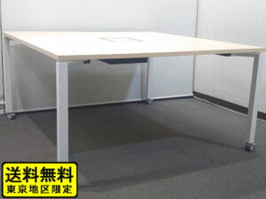 フリーアドレス コクヨ ワークフィット 大型会議テーブル W1400 ナチュラル 中古